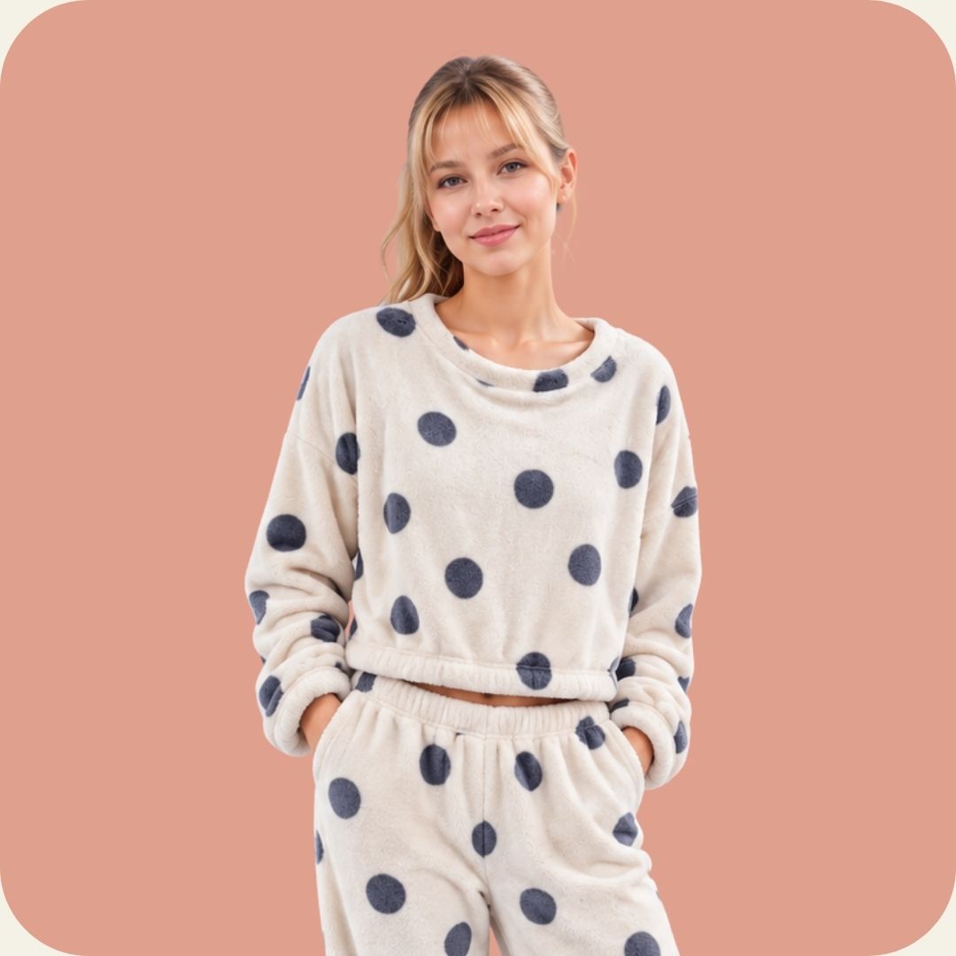 Moon Dots Crop Top Cozy Pajama