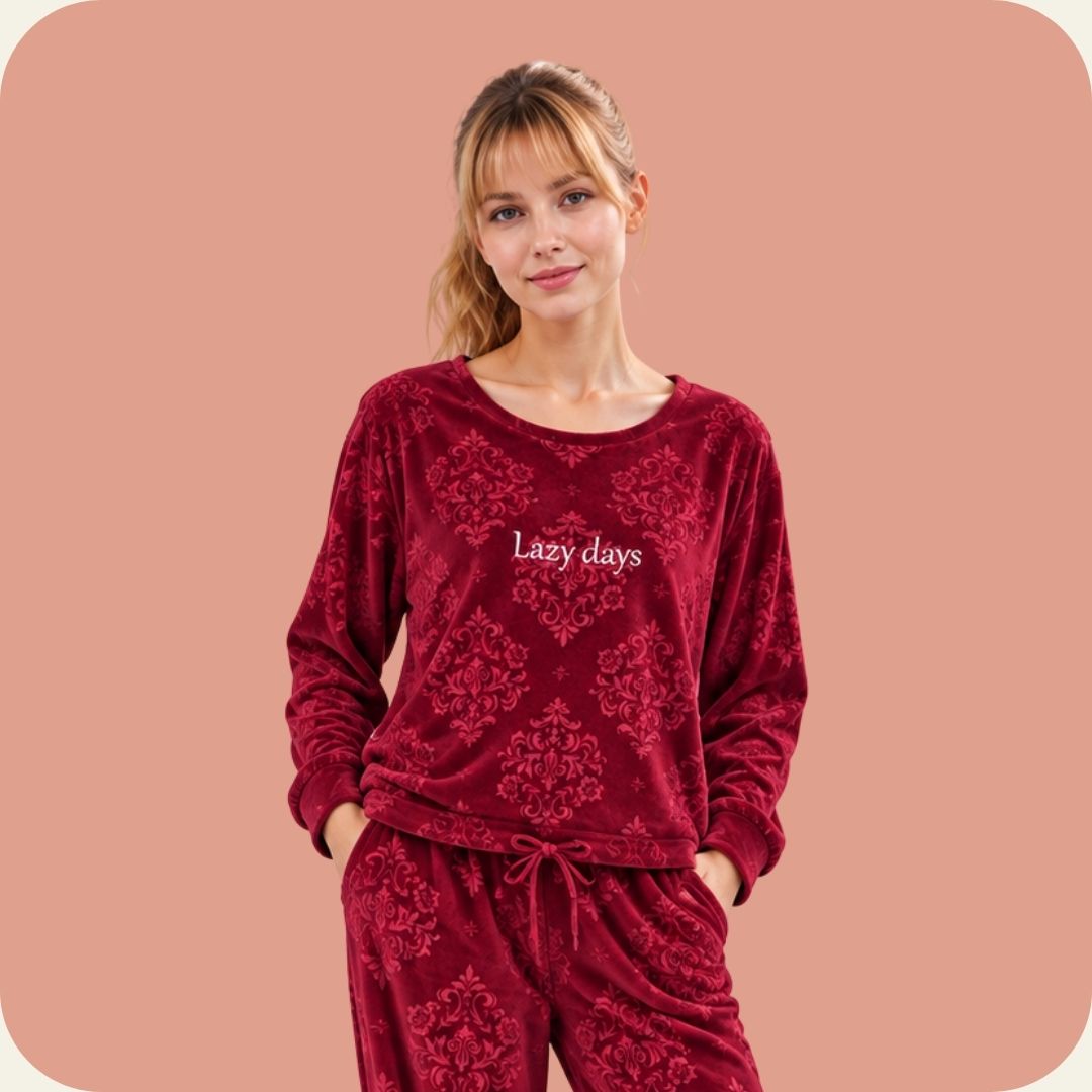 Lazy Burgundy Cozy Pajama
