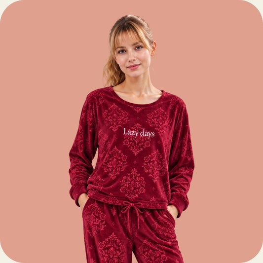 Lazy Burgundy Cozy Pajama