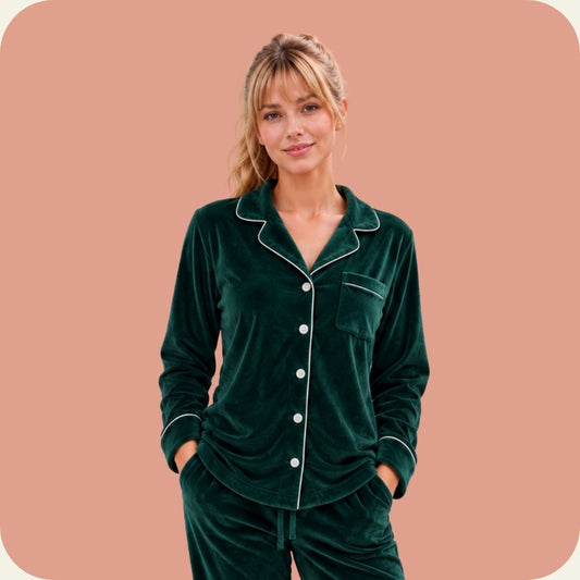 Green Buttons Cozy Pajama