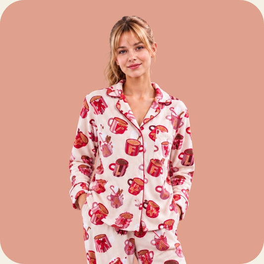 Cups Buttons Cozy Pajama