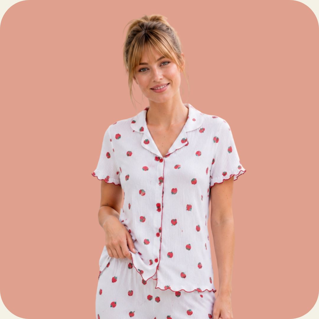 Strawberry & White Pajama
