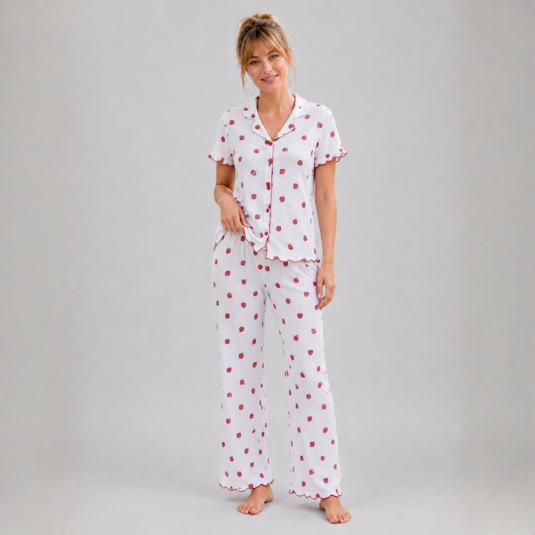 Strawberry & White Pajama