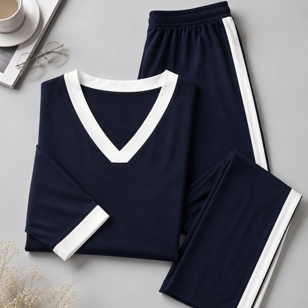 Navy V-Neck Set