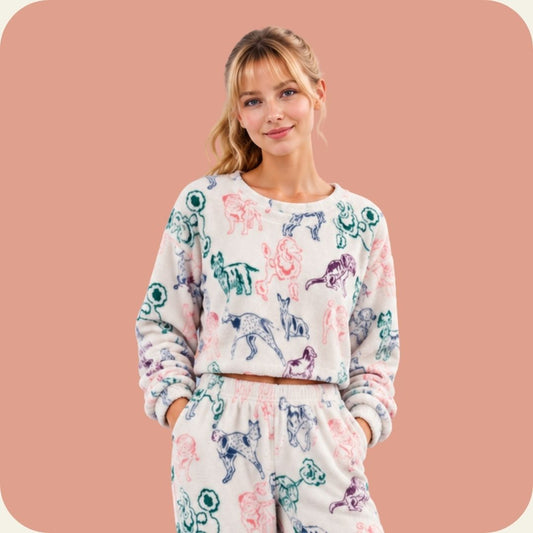 Puppy Crop Top Cozy Pajama